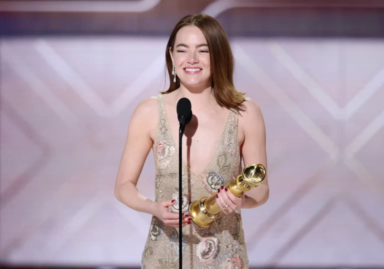 Emma Stone was honored as best female actor in a comedy