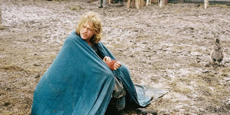 Caleb Landry Jones in a still image of "Harvest"