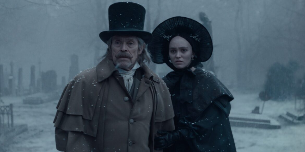 NOSFERATU_FP_00606 Willem Dafoe stars as Professor Albin Eberhart von Franz and Lily-Rose Depp stars as Ellen Hutter in director Robert Eggers’ NOSFERATU, a Focus Features release. Credit: Courtesy of Focus Features / © 2024 FOCUS FEATURES LLC