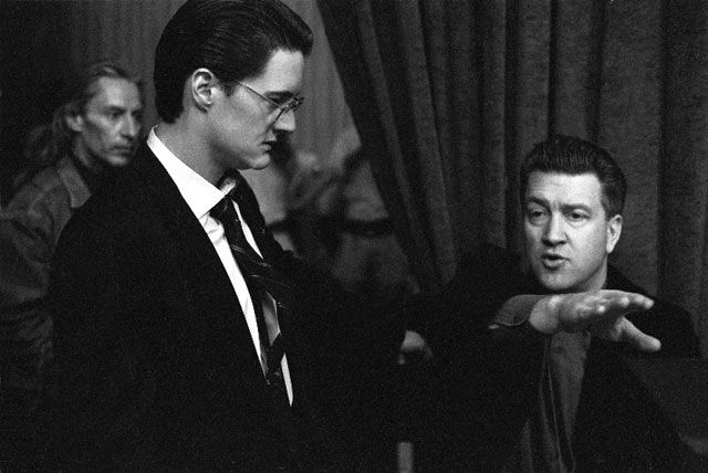 David Lynch on the set of Twin Peaks