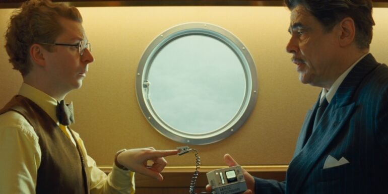 Michael Cera as Bjorn and Benicio Del Toro as Zsa-Zsa Korda in director Wes Anderson's THE PHOENICIAN SCHEME