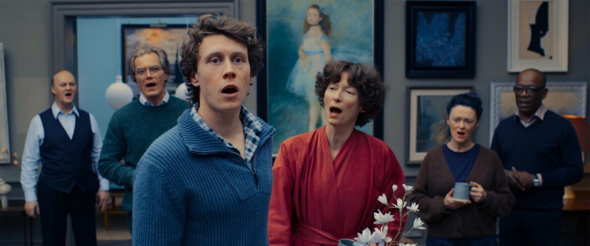 George McKay, Michael Shannon and Tilda Swinton in The End